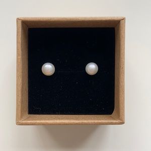 White freshwater pearl earrings